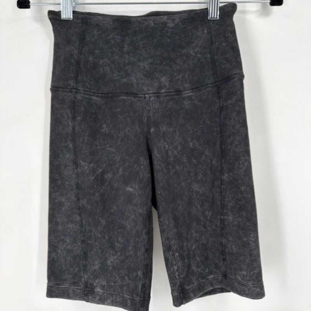 Zella Ribbed‎ Bike Shorts Black Marled Tie Dye Size XS 9” inseam